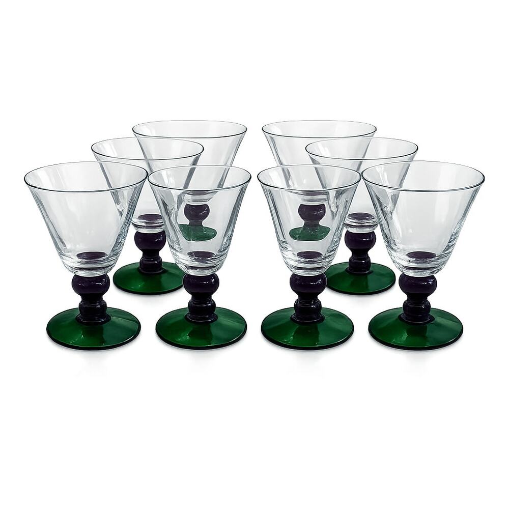 Vintage Mikasa Festival Violet Green Wine Water Glasses 5.5" x 3.5" Romania Set4